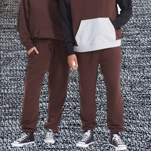No Boundaries Fleece Elastic Waist Relaxed Fit Jogger Sweatpants Brown Size M - Picture 1 of 15